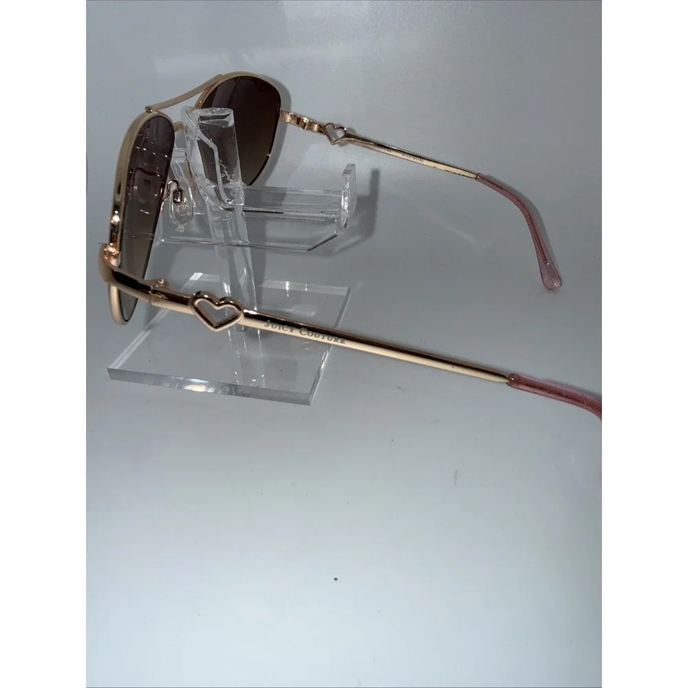 Juicy Couture Authentic Aviator Sunglasses Gold Metal Frame Rose Lens JC Heart